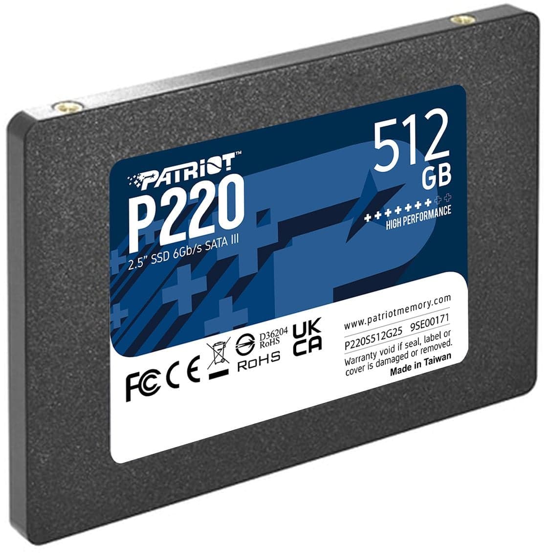 Накопитель SSD PATRIOT 512Gb P220 (2.5", SATA-III, R/W 550/500MB/s, 240TBW) (P220S512G25)