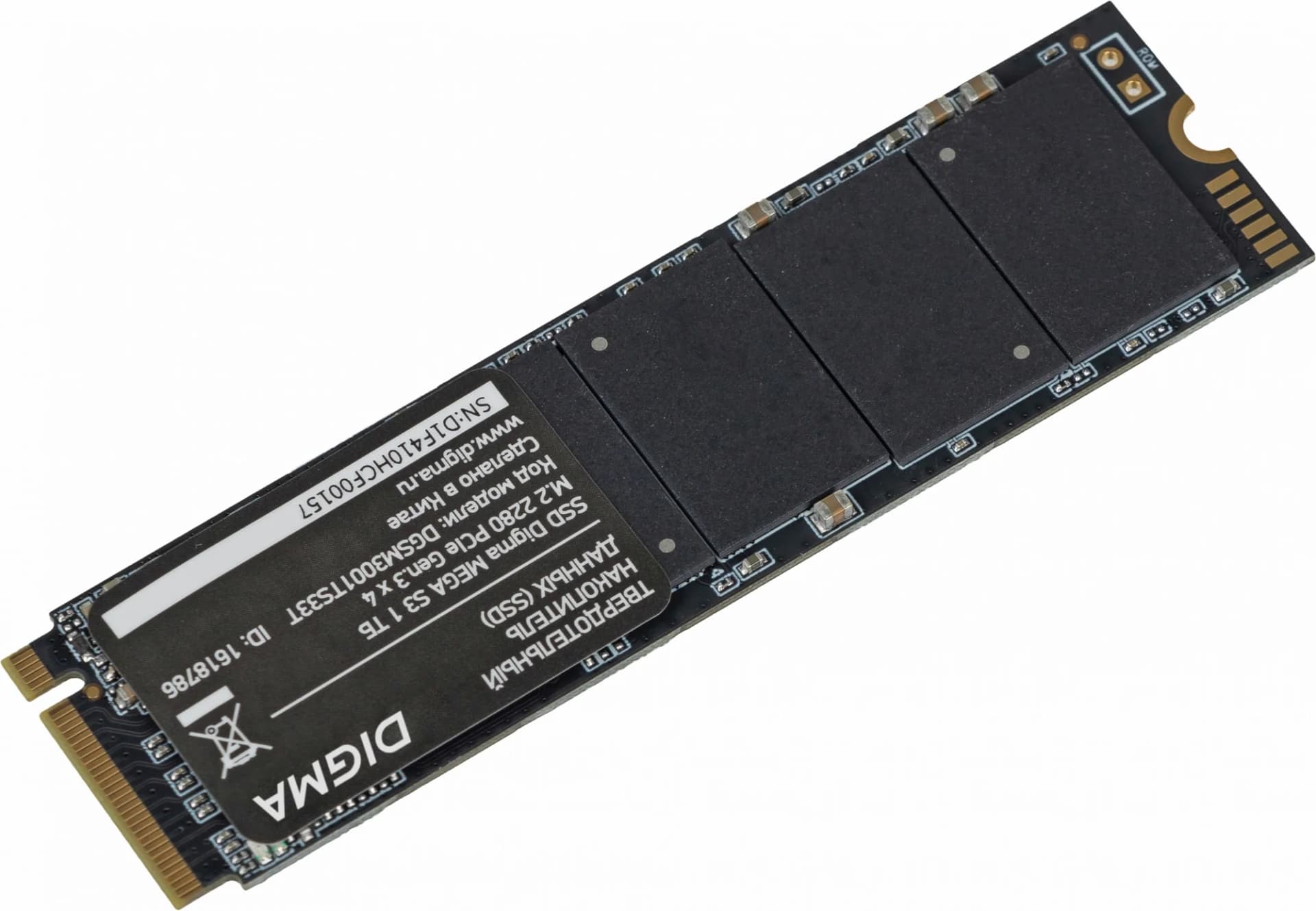 Накопитель SSD Digma Mega S3 DGSM3001TS33T, 1Tb, PCIe 3.0 x4, M.2 2280, NVMe, R/W 2130/1720