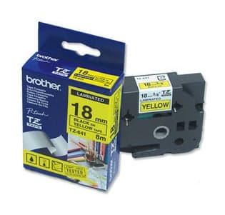 Картридж Brother TZ-E641 18 мм, 8 м, черный шрифт, желтый фон, для BROTHER P-Touch
