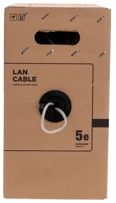 Rexant (01-0041-R) Кабель витая пара U/UTP, CAT 5e, PVC нг(А)-LS, 4х2х0,52мм, 4PR, 24AWG, INDOOR, SOLID, серый, 305м, РФ