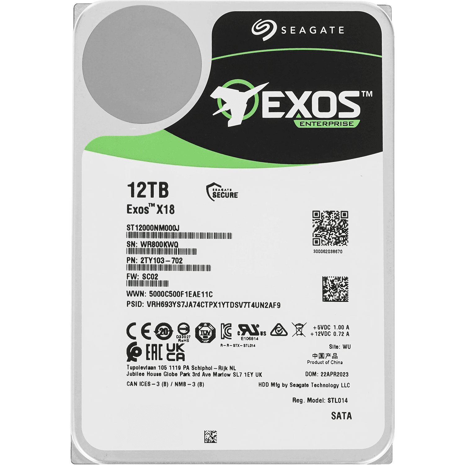 Жесткий диск/ HDD Seagate SATA 12Tb 6Gb/s 7200 256Mb 1 year warranty