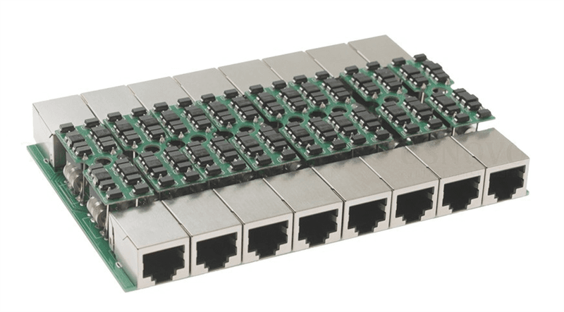 Дополнительный модуль для устройства грозозащиты OSNOVO SP-IP8/1000PR-M Дополнительный модуль для 1U устройства грозозащиты для локальной вычислительной сети на 8 портов (скорость до 1000 Мб/с) с защитой линий PoE (af/at/bt, методы A + B, контакты