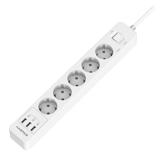 Удлинитель с USB зарядкой HARPER UCH-510 White