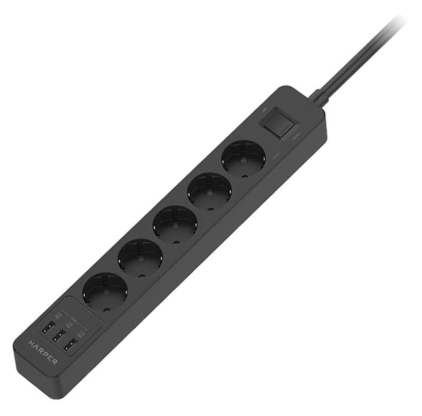 Удлинитель с USB зарядкой HARPER UCH-530 Black