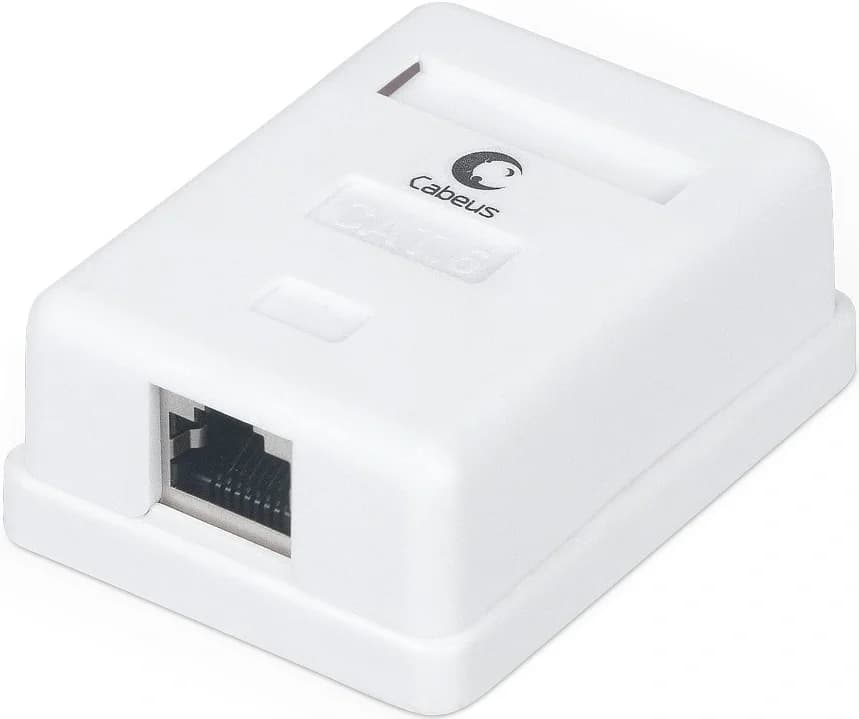 Розетка в сборе Cabeus, 1x RJ45(8P8C), кат. 6, экр., внешняя, белый, (WS-8P8C-Cat.6-SH-1)