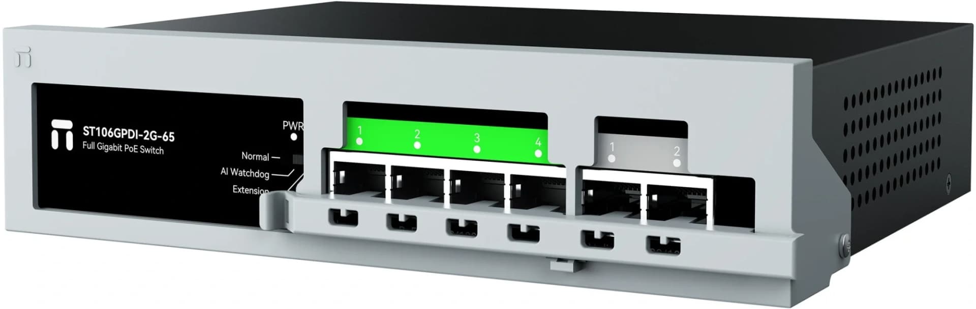 Коммутатор Netis ST106GPDI-2G-65 (L2) 6x1Гбит/с 1xКомбо(1000BASE-T/SFP) 4PoE+ 65W неуправляемый