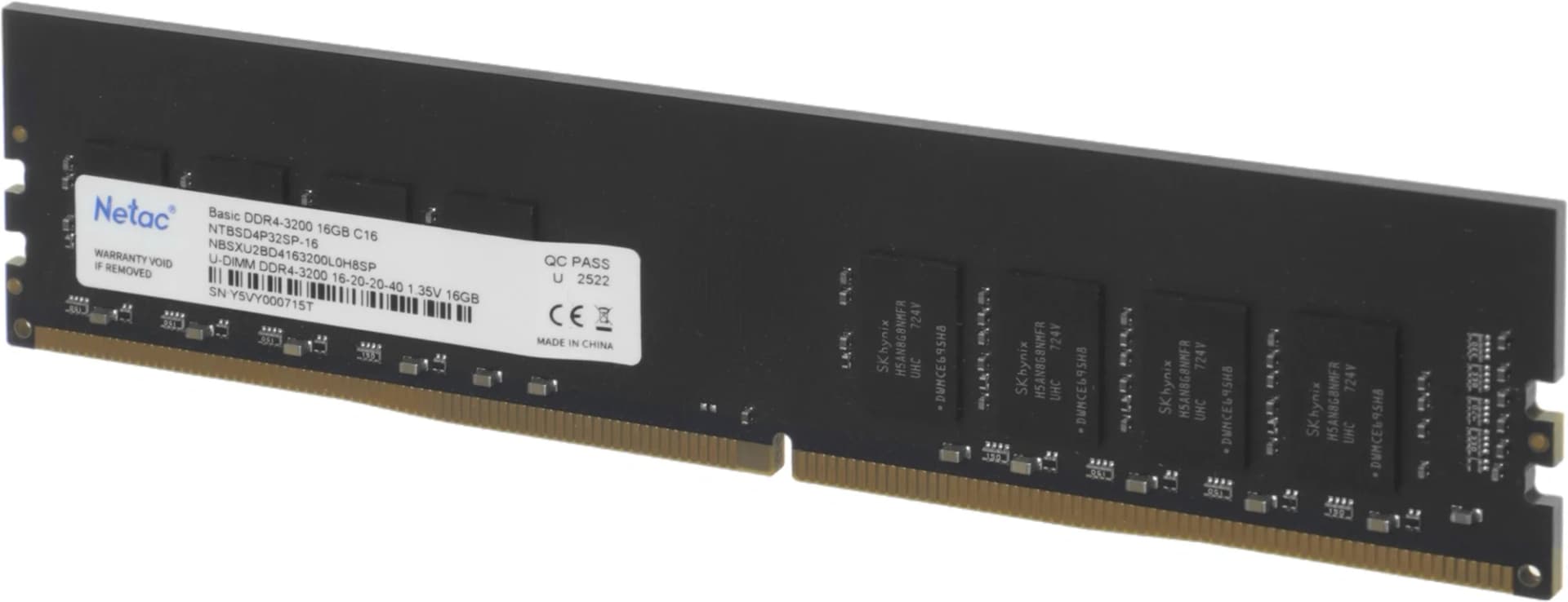 Память DDR4 16Gb 3200MHz Netac NTBSD4P32SP-16 Basic RTL PC4-25600 CL16 DIMM 288-pin 1.35В single rank Ret