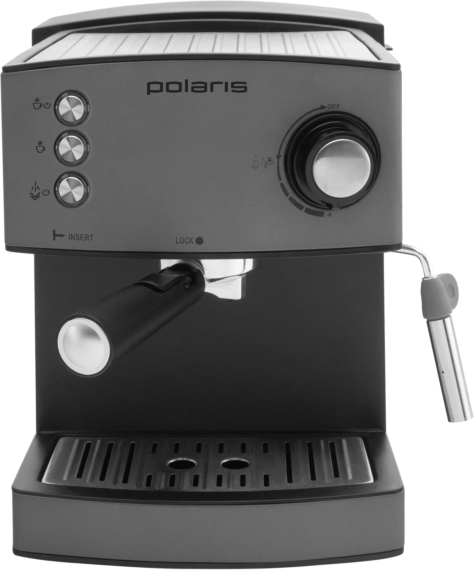 Кофеварка рожковая Polaris Adore Crema PCM 1527E 850Вт серый/черный