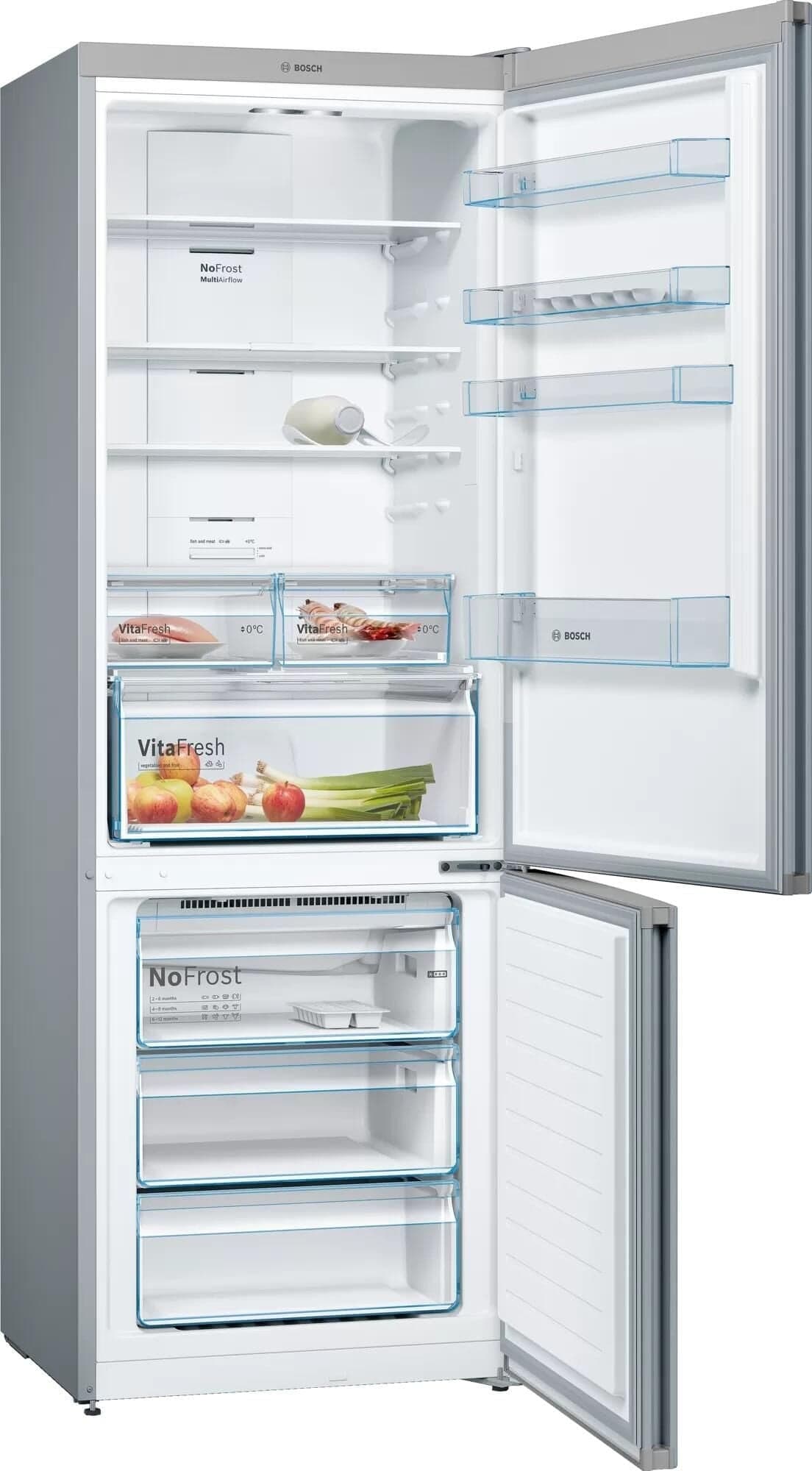 Bosch Serie 4 KGN49XLEA холодильник с морозильной камерой Отдельно стоящий 438 L Нержавеющая сталь