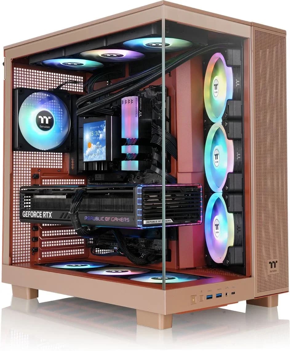 Компьютерный корпус Thermaltake View 380 XL TG ARGB Gravel Sand коричневый без БП E-ATX 2x120мм 2xUSB3.0 audio bott PSU