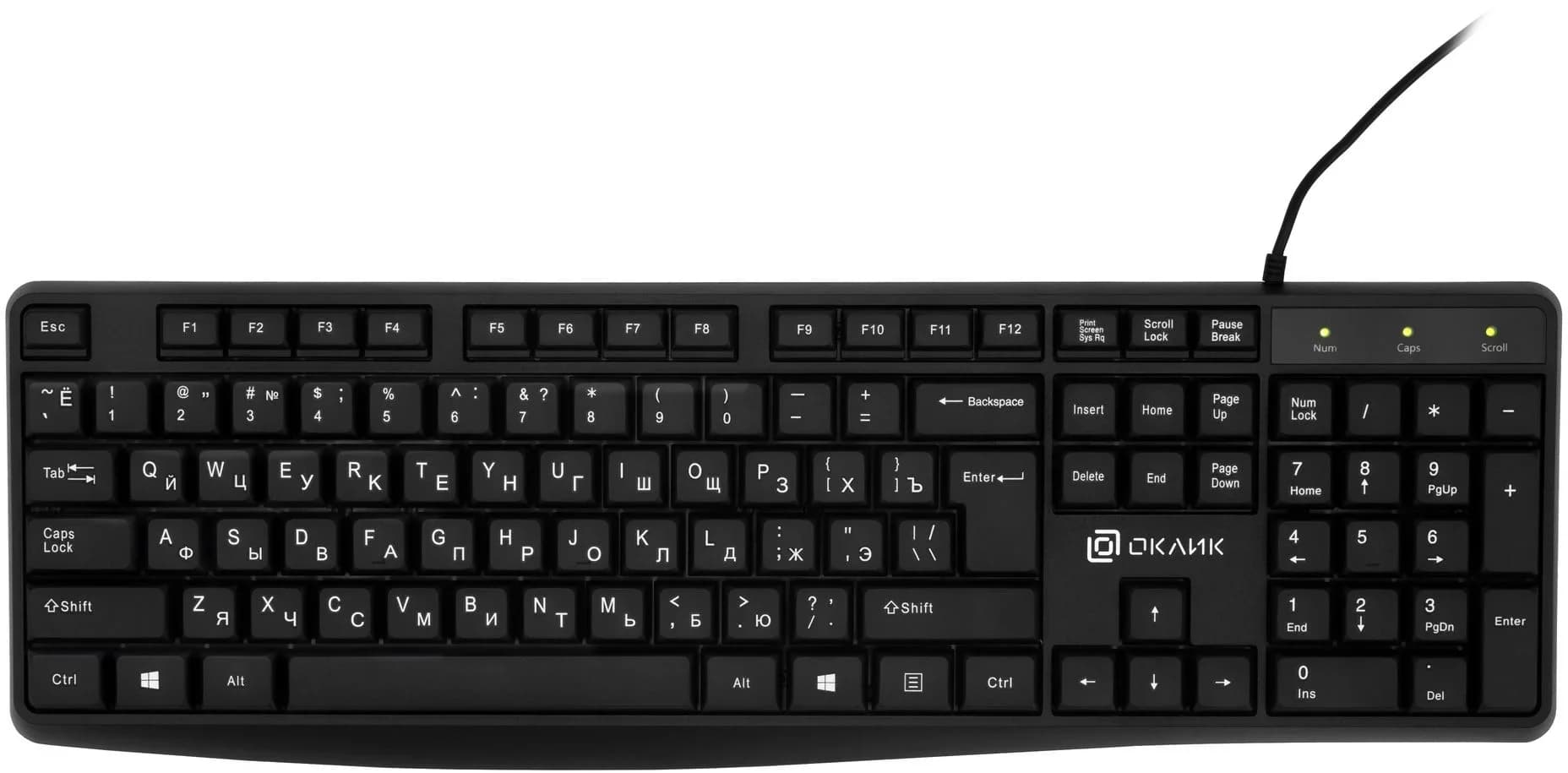Клавиатура проводная Oklick 145M, USB, черный