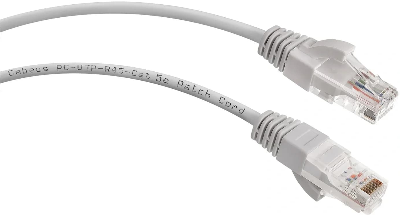 Шнур коммутационный Cabeus, Cat.5e, неэкр., U/UTP, RJ45/RJ45, PVC, AWG24, 0.5м, серый