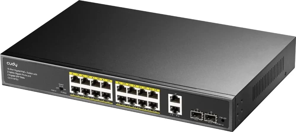 GS1018PS2 - Коммутатор Cudy GS1018PS2 (16 x PoE 1Gb RJ45, 2 x 1Gb RJ45 Uplink, 2 x SFP, 200W, 13", Unmanaged)