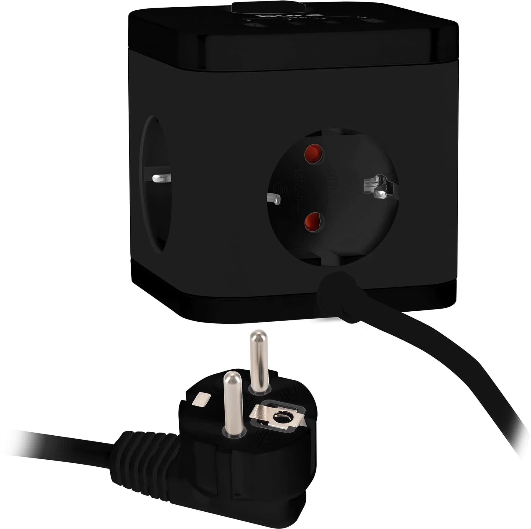 Сетевой удлинитель Buro BU-PC3.1UС-Plus-B 1.5м (3 розетки) черный (коробка)