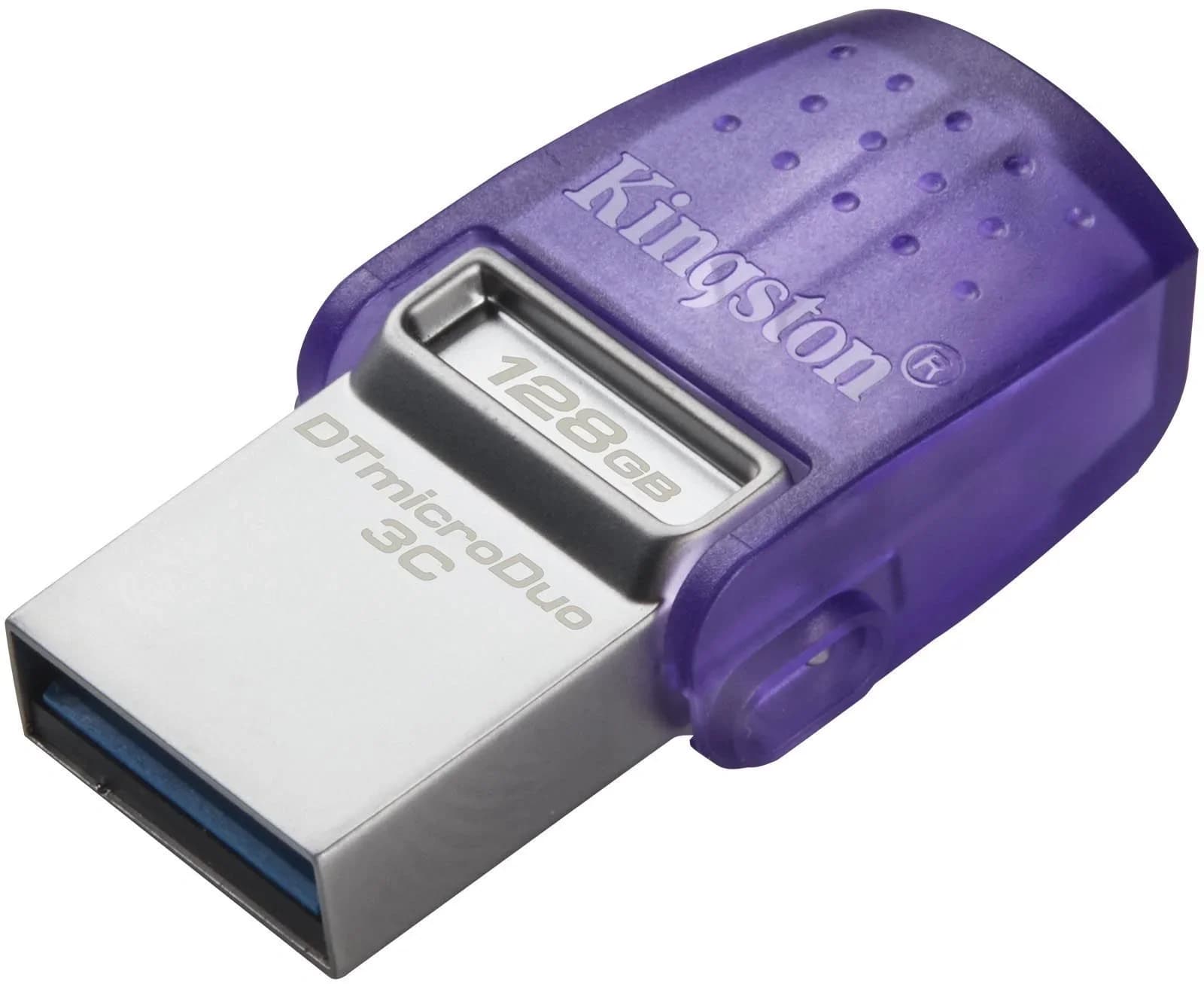 Флеш Диск Kingston 128Gb DataTraveler microDuo 3C DTDUO3CG3/128GB USB3.0 фиолетовый