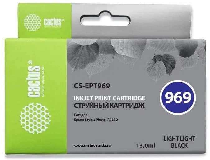 -/ Картридж струйный Cactus CS-EPT969 T0969 светло-серый (13мл) для Epson Stylus Photo R2880