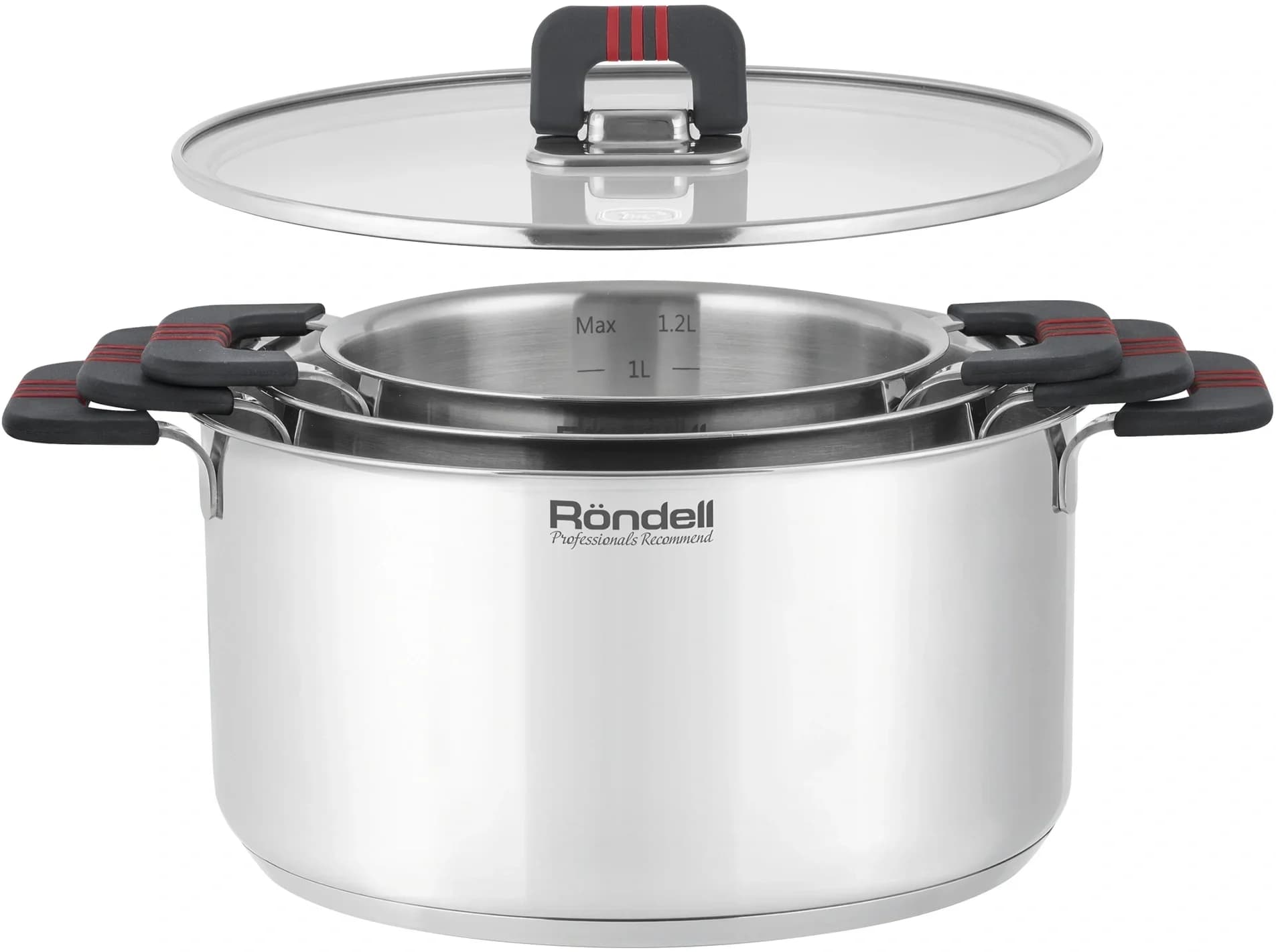 Кастрюля Rondell Stripes RDS-1636 1.2л. d=16см (с крышкой) стальной