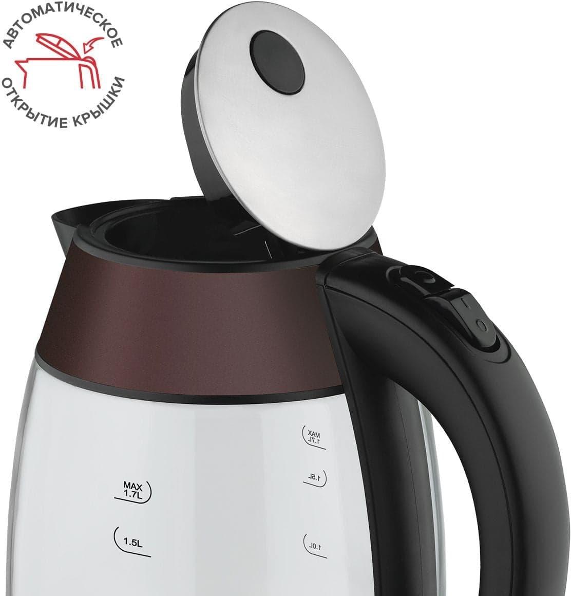 Чайник электрический Scarlett SC-EK27G100 1.7л. 2200Вт коричневый/черный корпус: стекло