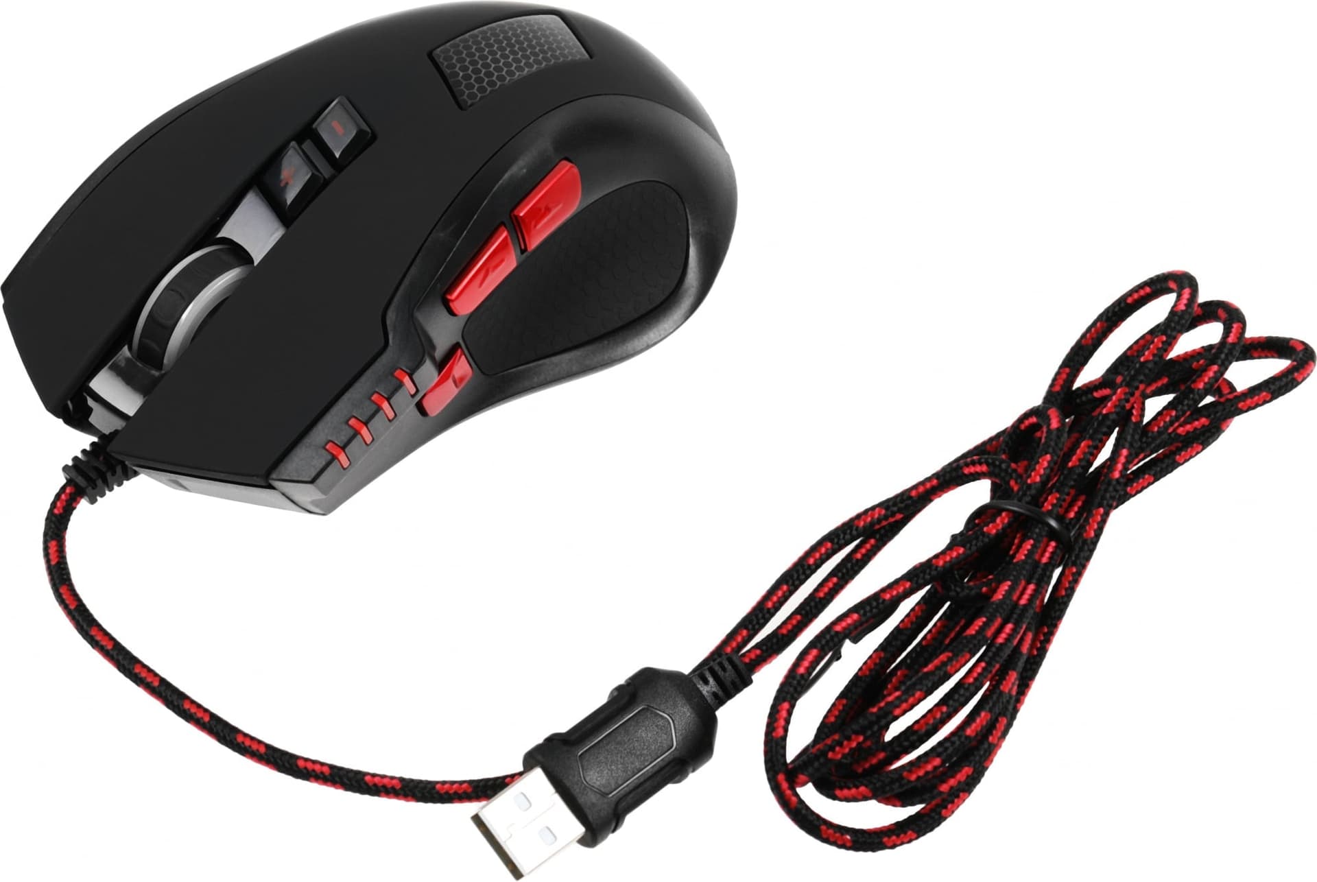 Мышь Оклик 806G черный/красный оптическая 3200dpi USB 8but