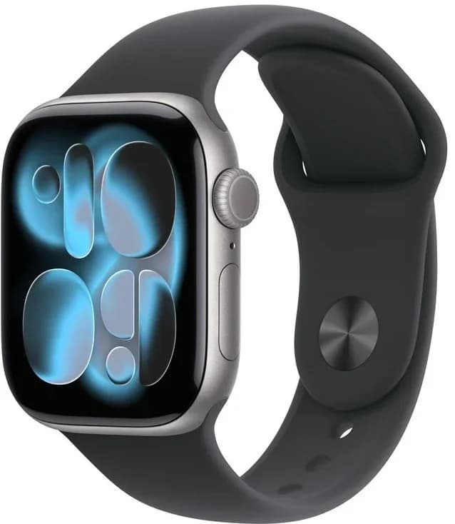 Смарт-часы Apple Watch Series 11 A3331 42мм OLED корп.серый космос Sport Band рем.черный разм.брасл.:M/L (MEQX4AM/A)