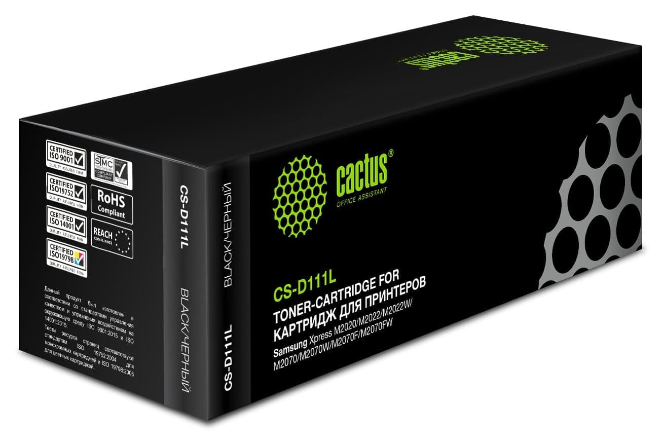 Картридж Cactus CS-D111L черный (1800стр.) для Samsung Xpress M2022/M2020/M2021/M2020W/M2070/M2070F