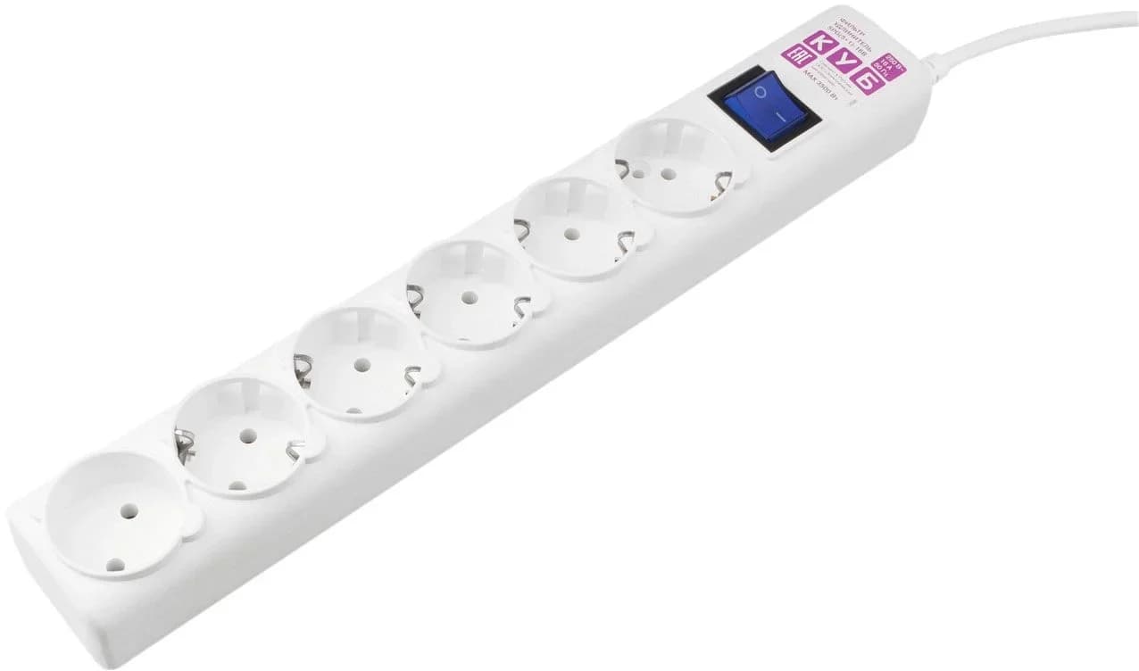 Сетевой фильтр Powercube SPG(5+1)-16B-1,9M-WHITE 1.9м (6 розеток) белый (коробка) (арт.1467774)