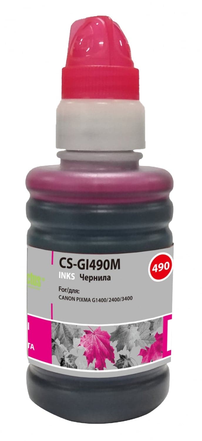 -/ Чернила Cactus CS-GI490M GI-490 пурпурный 100мл для Canon Pixma G1400/G2400/G3400