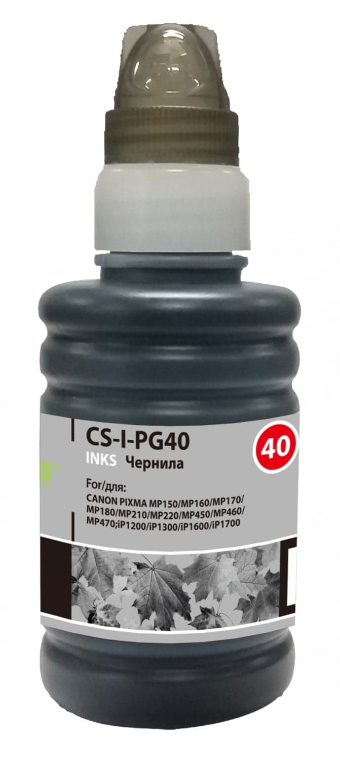 -/ Чернила Cactus CS-I-PG40 черный 100мл для Canon Pixma MP150/MP160/MP170/MP180/MP210/MP220