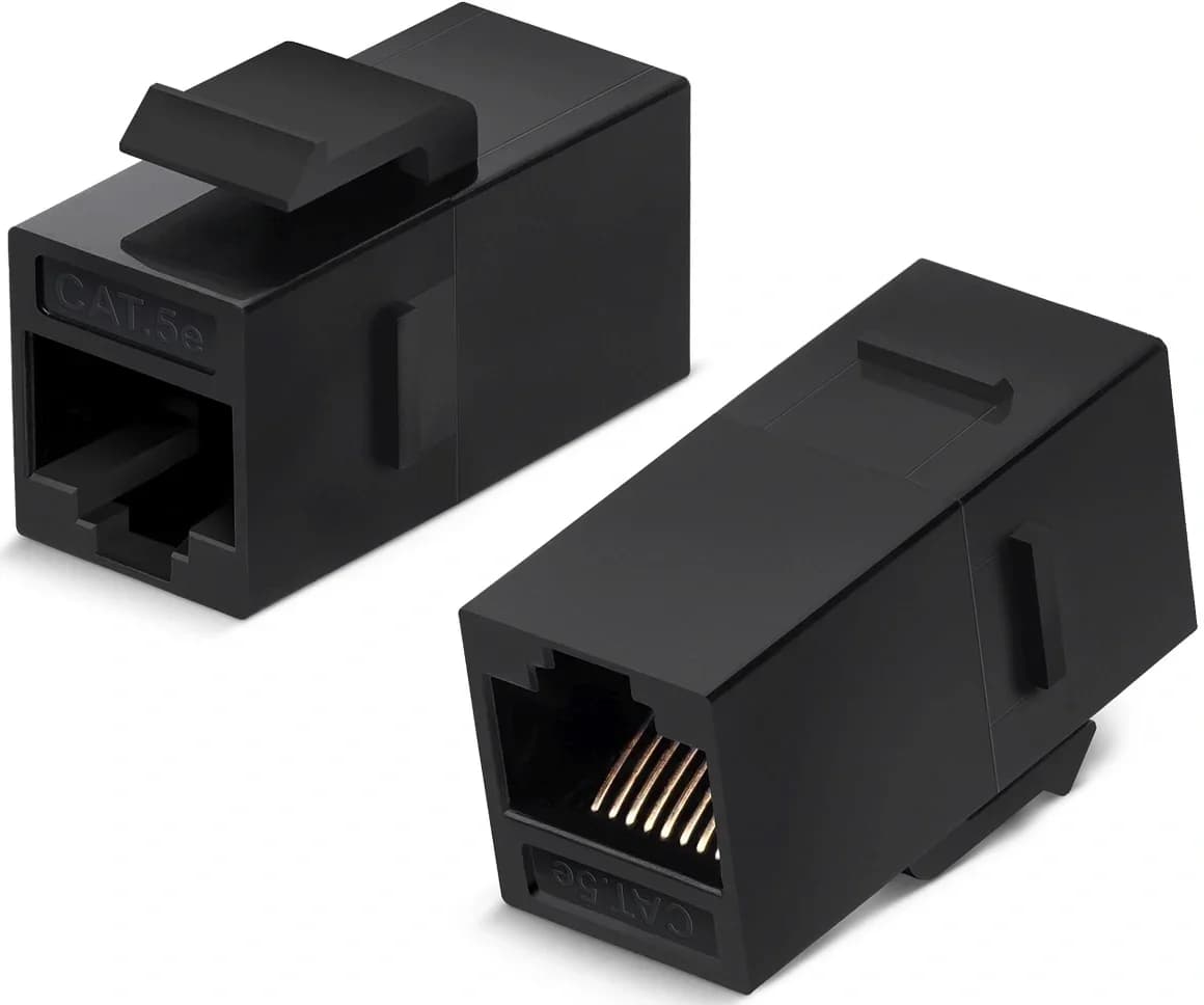 Проходной адаптер (coupler) Cabeus, RJ45(8p8c), keystone, кат. 5е, неэкр., черный