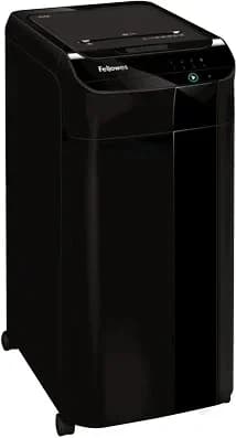 Шредер Fellowes AutoMax 450C черный с автоподачей (секр.P-4) фрагменты 450лист. 68лтр. скрепки скобы пл.карты CD