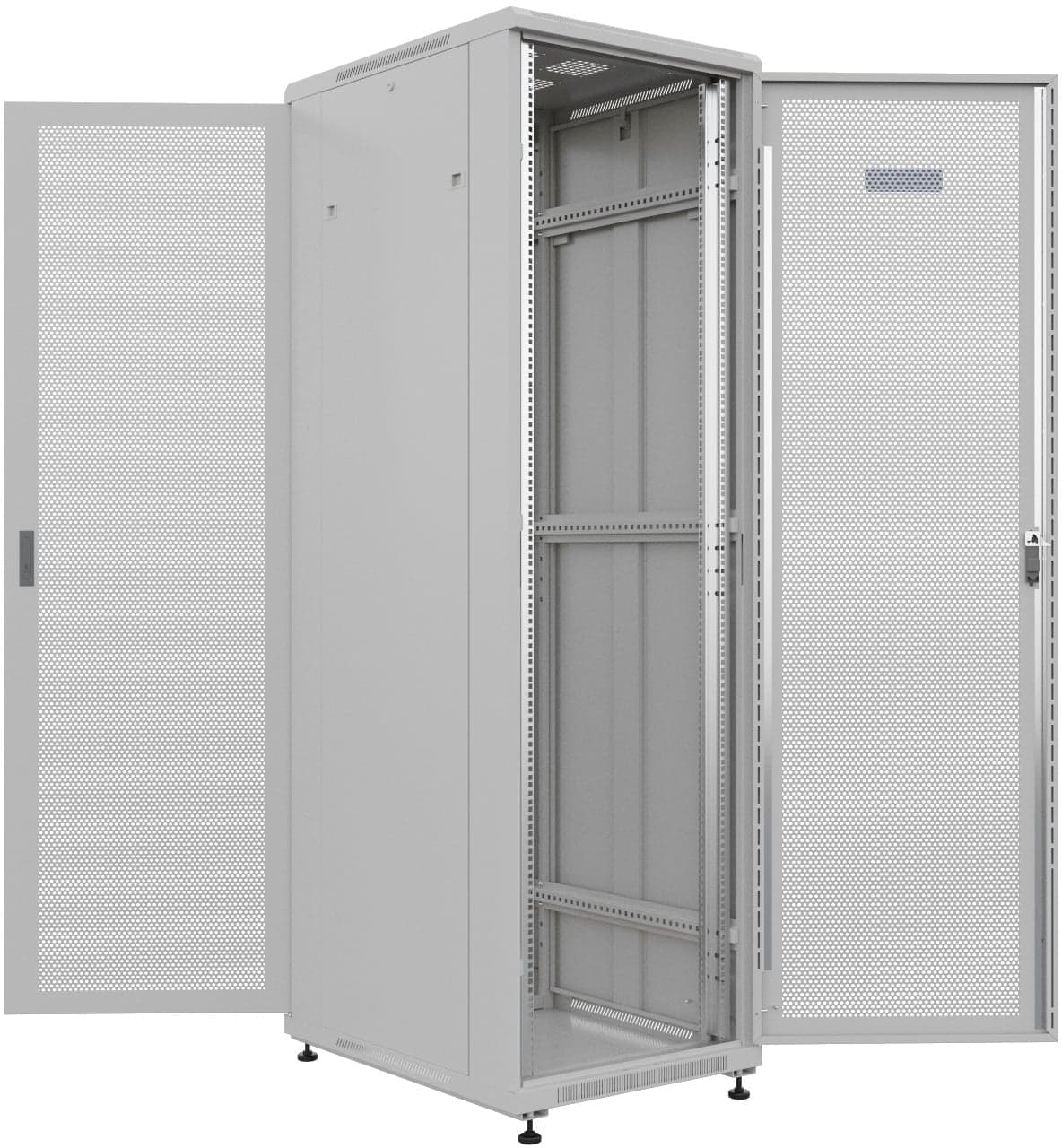 Шкаф серверный NTSS Премиум (NTSS-R42U6080PD/PD) напольный 42U 600x800мм пер.дв.перфор. задн.дв.перфор. 900кг серый 710мм 63кг 1987мм IP20 сталь