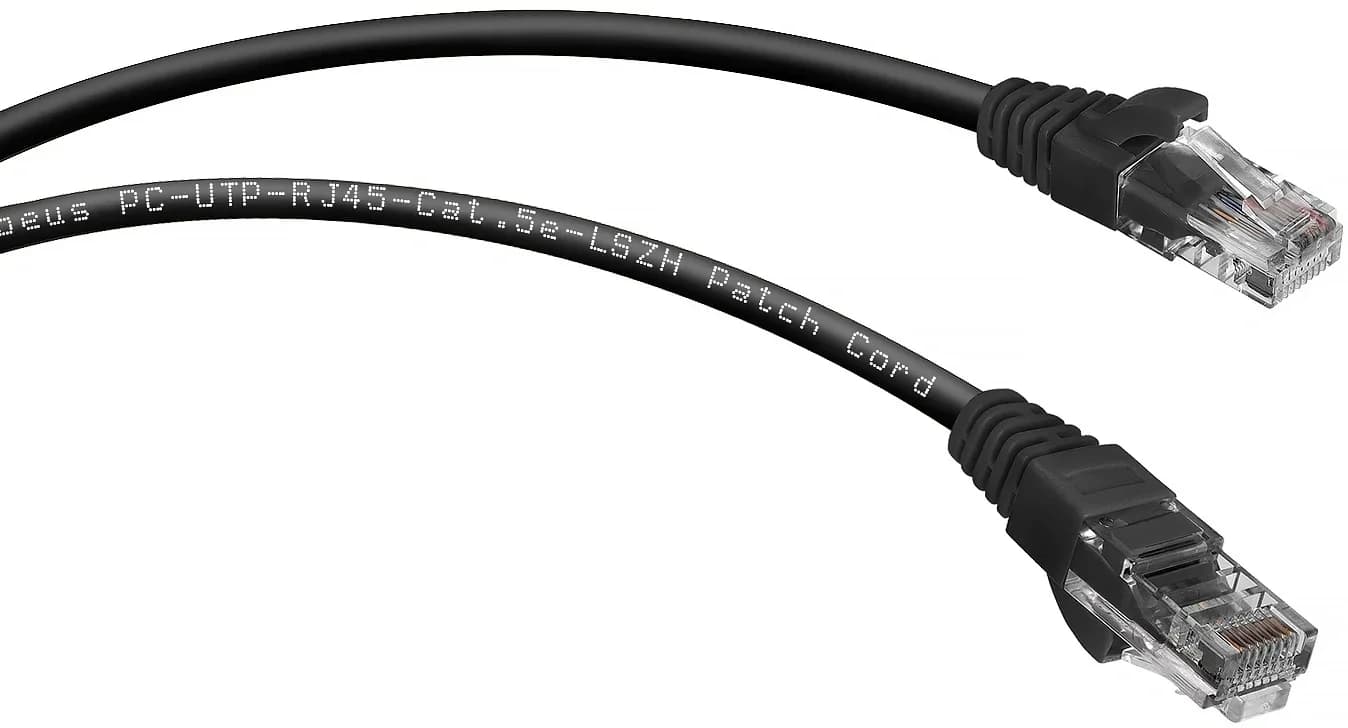 Шнур коммутационный Cabeus, Cat.5e, неэкр., U/UTP, RJ45/RJ45, LSZH, AWG24, 5м, черный