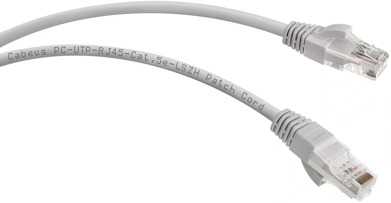 Шнур коммутационный Cabeus, Cat.5e, неэкр., U/UTP, RJ45/RJ45, LSZH, AWG24, 0.3м, серый