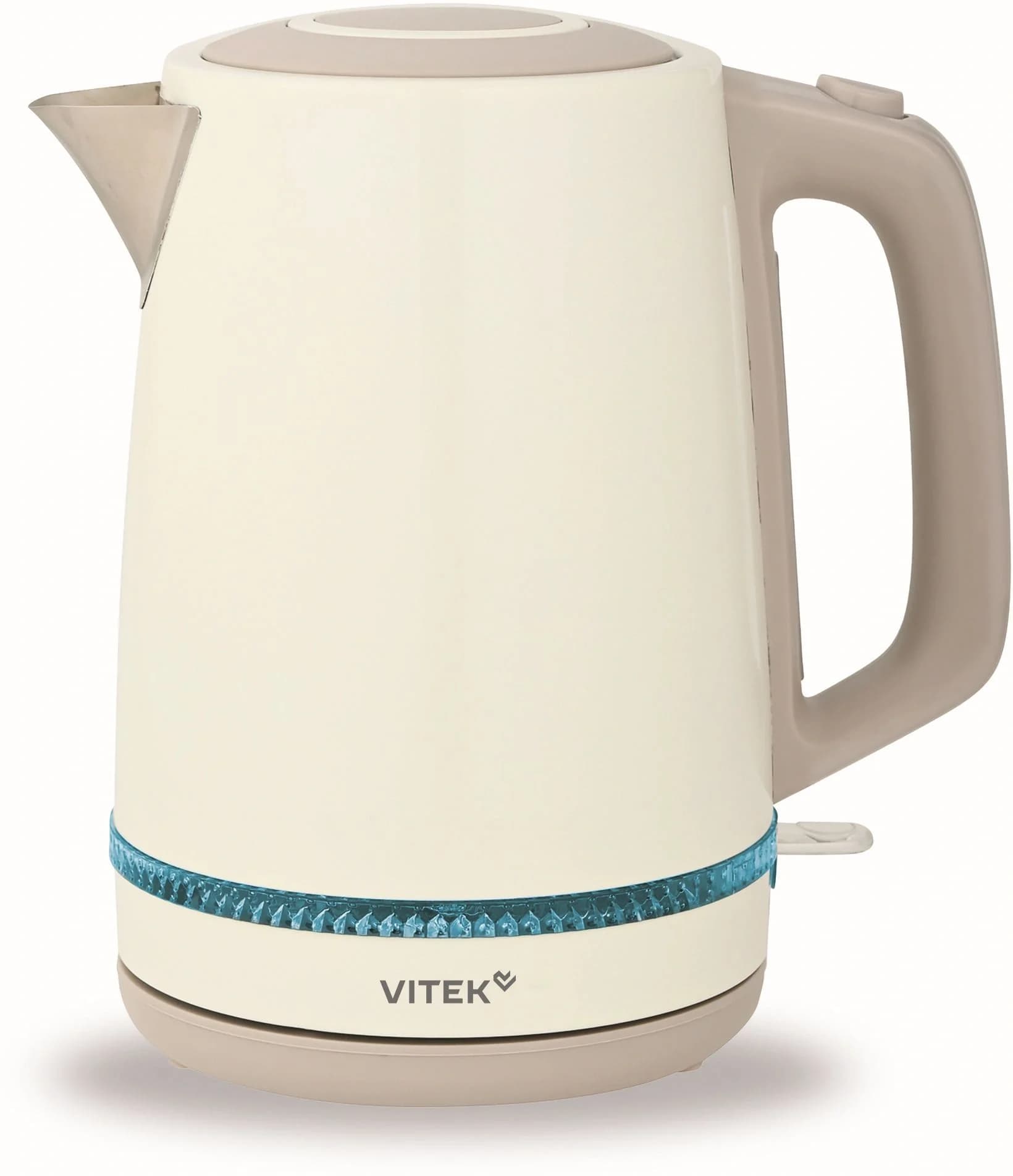 Чайник электрический Vitek VT-WK1066 1.7л. 2200Вт бежевый/коричневый корпус: металл/пластик