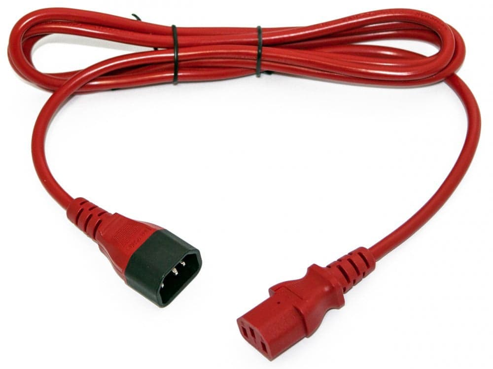 Сетевой кабель Hyperline PWC-IEC13-IEC14-0.5-RD питания монитор- компьютер IEC 320 C13 - IEC 320 C14 (3x0.75), 10A прямая вилка, 0.5м, цвет красный (ПВС-АП-3*0,75-250-C13C14-10-0,5 ГОСТ 30851.1-2002 (МЭК 60320-1:1994))