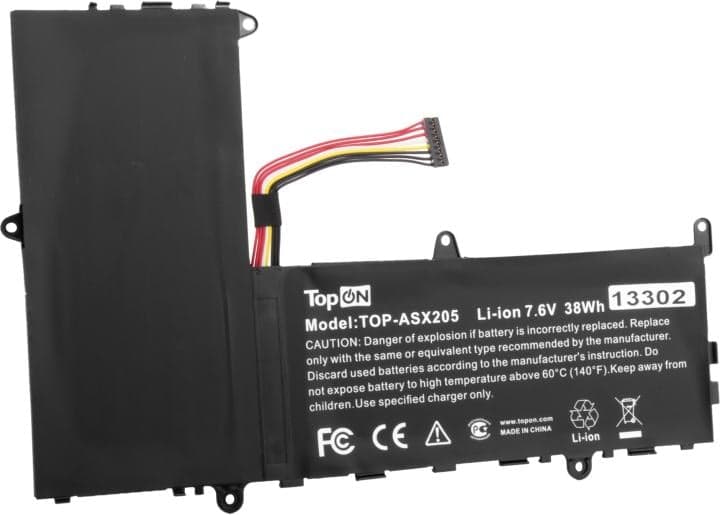 TopON TOP-ASX205 Аккумулятор для ноутбука Asus EeeBook X205TA. 7.6V 5000mAh. PN: C21N1414.