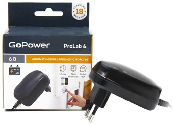 GoPower 00-00015354 З/У для свинцово-кислотных аккумуляторов 6V GoPower ProLab 6 1.0A (1/100)
