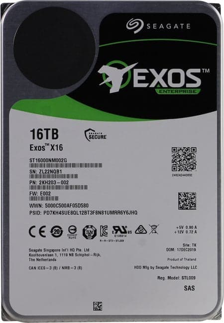 HDD 16 Tb SAS 12Gb/s Seagate Exos <ST16000NM002G> 3.5" 7200rpm 256Mb