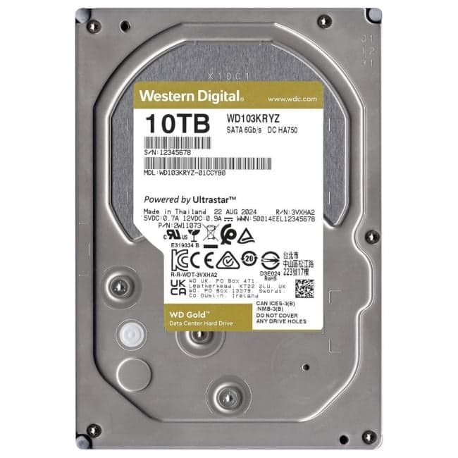 HDD 10 Tb SATA 6Gb/s Western Digital Gold <WD103KRYZ> 3.5"