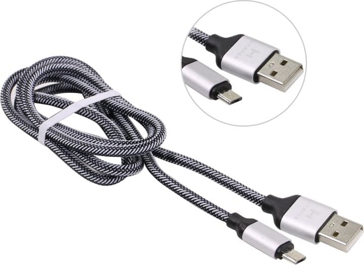 HARPER <BRCH-310 Silver> Кабель USB AM-->micro-B 1м
