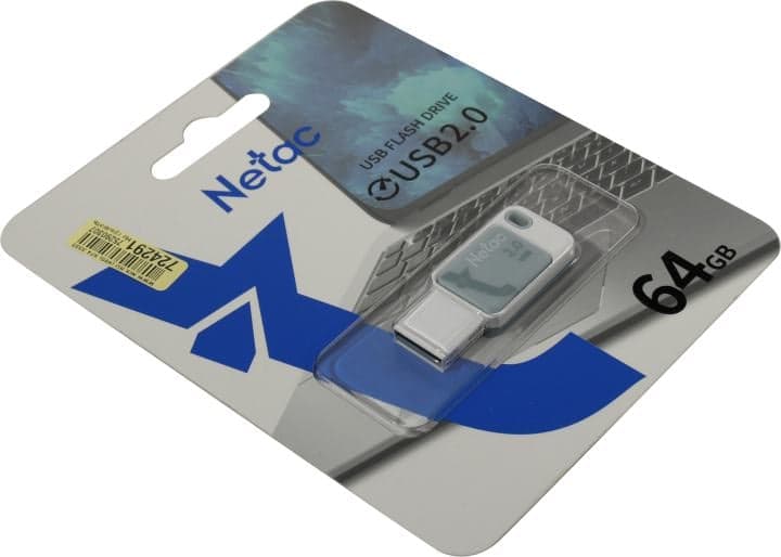 Netac <NT03UA31N-064G-20BL> USB2.0 Flash Drive 64Gb (RTL)
