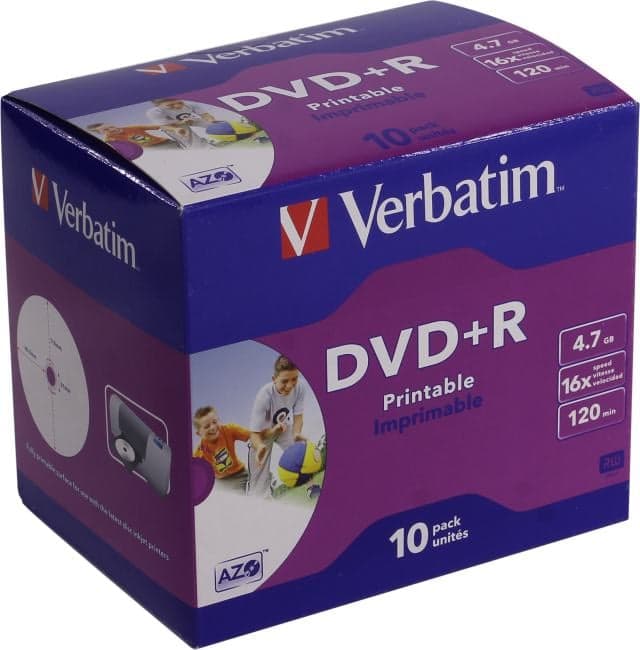 DVD+R Disc Verbatim 4.7Gb 16x <уп. 10 шт> printable <43508>