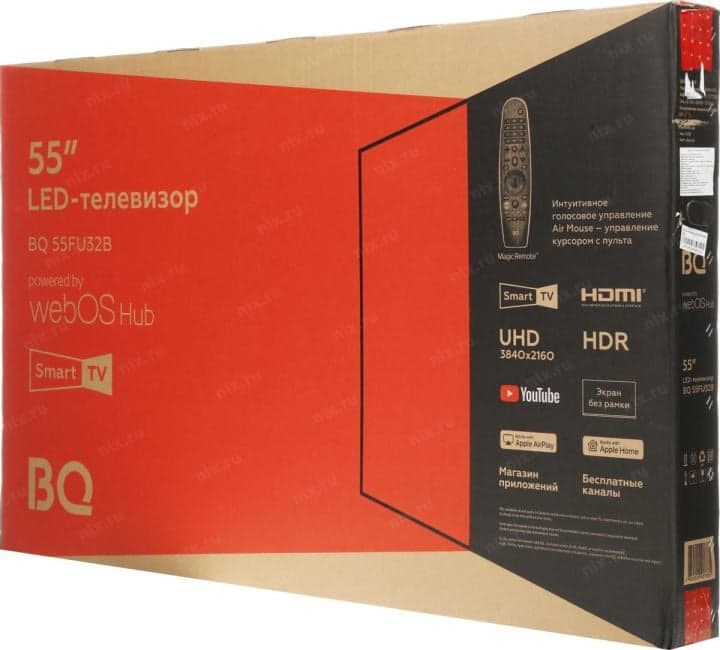 55" Телевизор BQ 55FU32B черный 3840x2160, 4K Ultra HD, 60 Гц, Wi-Fi, Smart TV, webOS