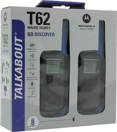 Motorola <TALKABOUT T62 Blue> 2 порт. радиостанции (PMR446, 8 км, 8 каналов, LCD, з/у, NiMH)
