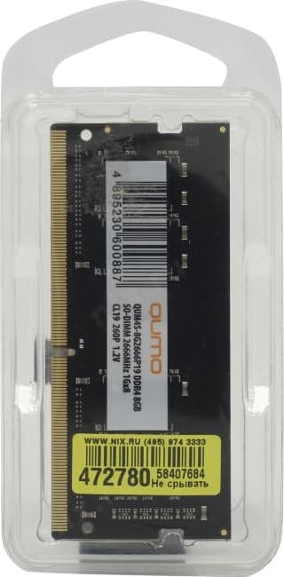 QUMO <QUM4S-8G2666P19> DDR4 SODIMM 8Gb <PC4-21300> CL19 (for NoteBook)
