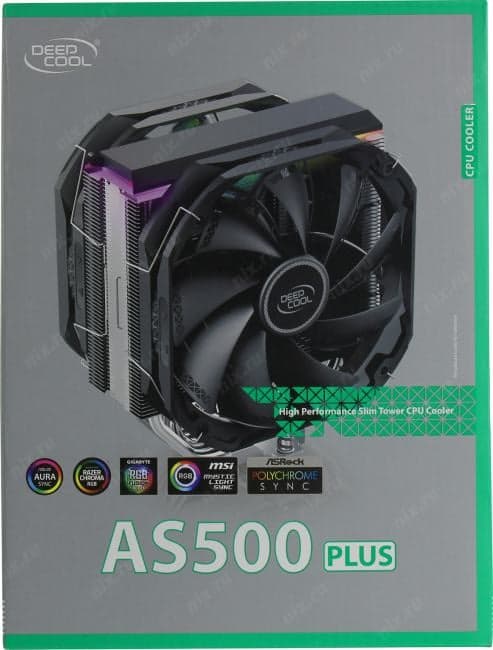 Deepcool <R-AS500-BKNLMP-G> AS500 PLUS (4пин, 1155/1200/2011/2066/AM4-FM2,500-1200об/мин,Al+тепл.трубки)