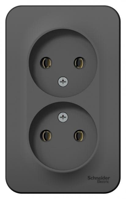 Розетка Systeme Electric BLNRA000206 2-ая б/з без шторок, 16А, 250В Антрацит наруж