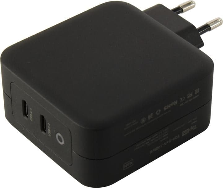 TopON TOP-GaN-100WB <103207> Зарядное устройство USB (Вых. DC5V-20V, 100W, 2xUSB-C, быстрая зарядка)