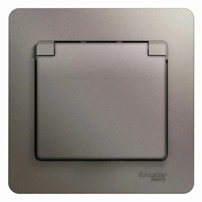 Systeme Electric Glossa Платина Розетка с/з со шторками с крышкой IP20 (в сборе)