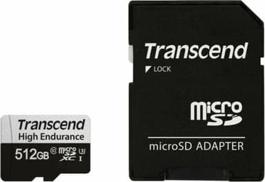 Transcend <TS512GUSD350V> microSDXC Memory Card 512Gb Class10 UHS-I U3 V30 + microSD-->SD Adapter